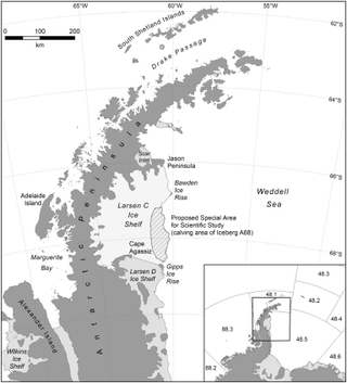 Map of the Antarctic Peninsula showing the Special Area for Scientific Study now agreed. (Image: BAS)